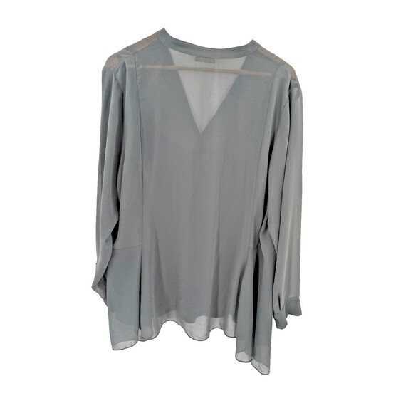 Soft Surroundings Gray Asymmetrical Sheer Button Up Blouse Tank Underneath 1X - Picture 8 of 10